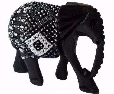 BEADED WOODEN ELEPHANT