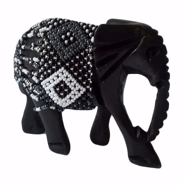 BEADED WOODEN ELEPHANT