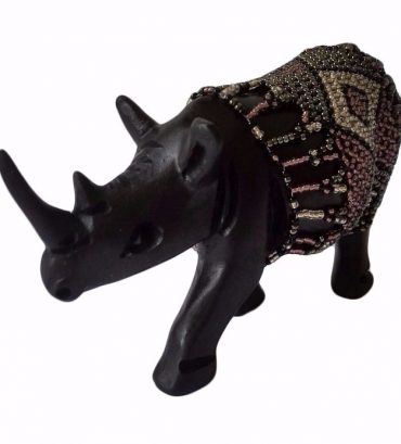 BEADED WOODEN RHINO