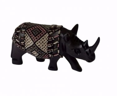 BEADED WOODEN RHINO